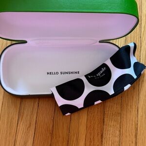 Kate Spade Green Sunglasses Case with Polka Dot Cloth